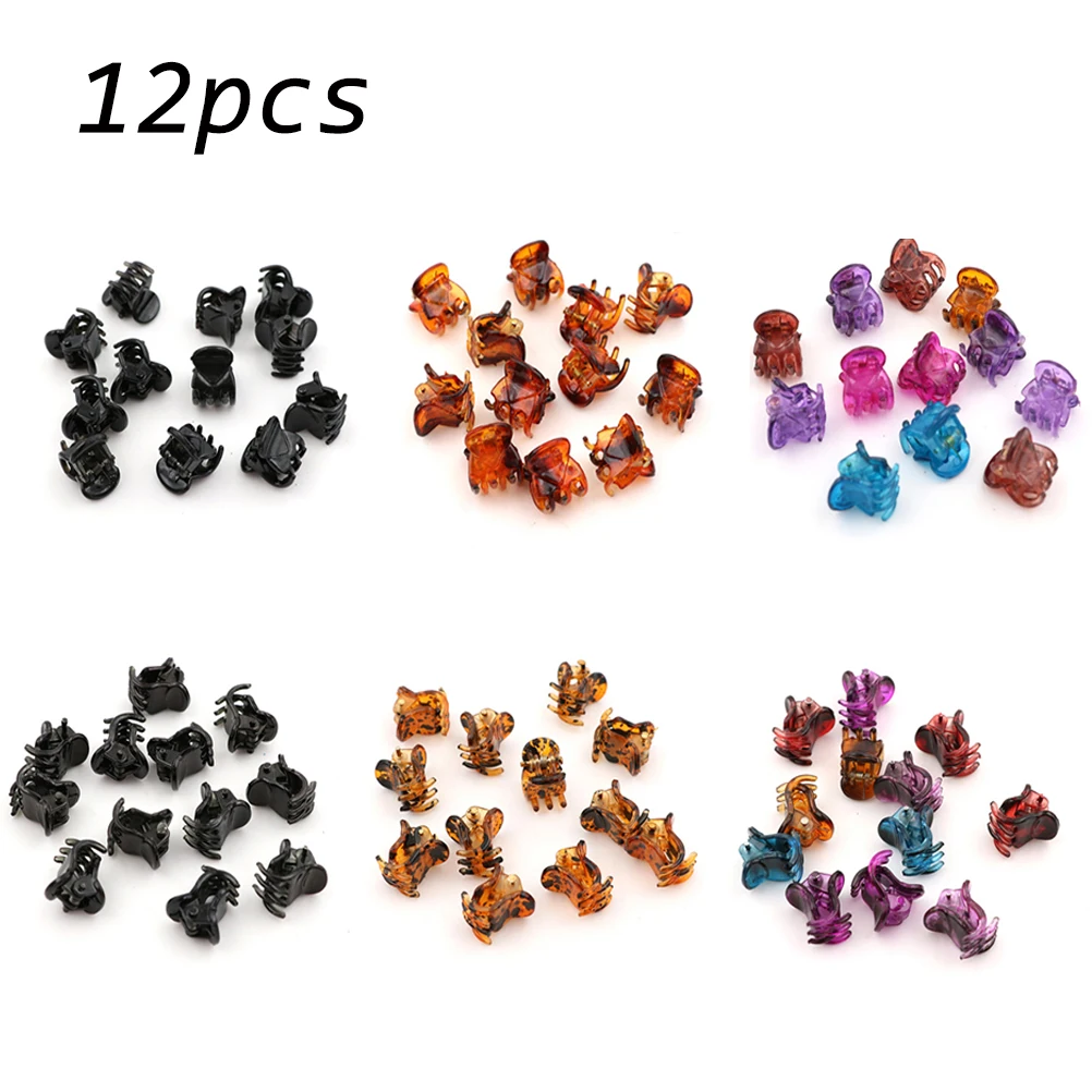 Rainbow Hair Clip 12pcs /set Small Plastic Hair Clips Claws Mini Clamps Fashion Girls Crab Hair Claw Gifts