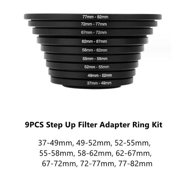 18 Pezzi Adattatore Per Anello Filtro Obiettivo Step Up Down 37-82 Mm - Foto 4