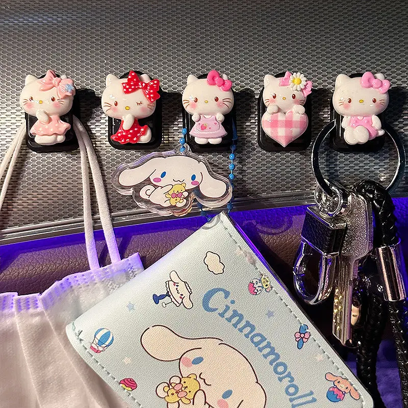 

Аниме Sanrio, Hello Kitty Kawaii, украшение интерьера автомобиля, крючок для автомобиля, многофункциональный тройной автомобильный Невидимый крючок, Универсальный крючок