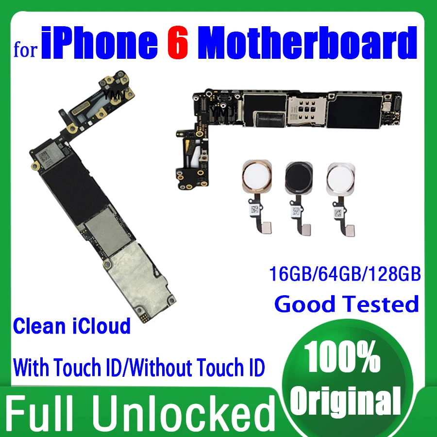 Per Iphone 6 4.7 "Scheda Madre Sblocco Originale Per Scheda Logica Iphone 6 16Gb 64Gb Piastra Da 128Gb Scheda Madre Testata Al 100% Clean Icloud