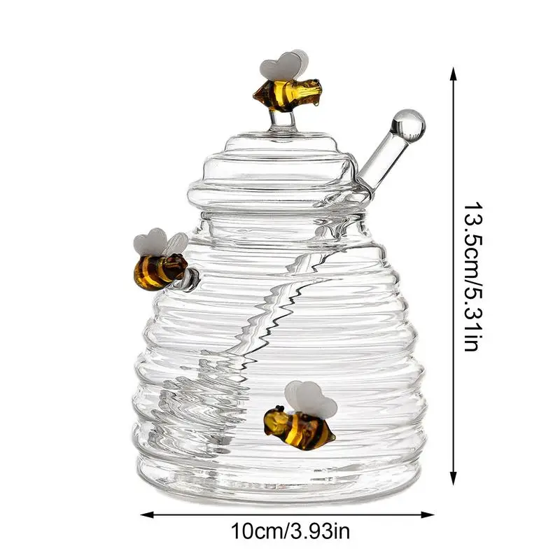 Honey Jar Glass Honey Dispenser Durable Clear Dispenser Clear Honeys Glass Bottle for Storing and Dispensing Honeys