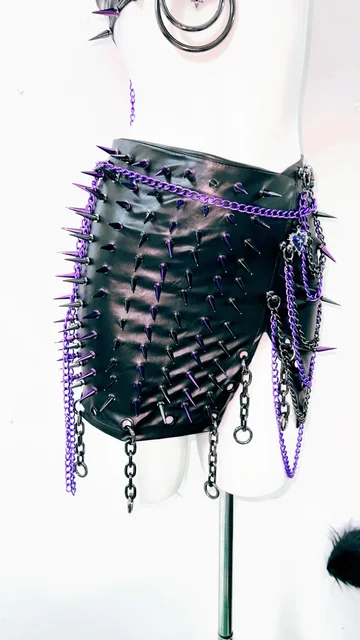 Strappy Purple Spike Top and Skirt Set 5