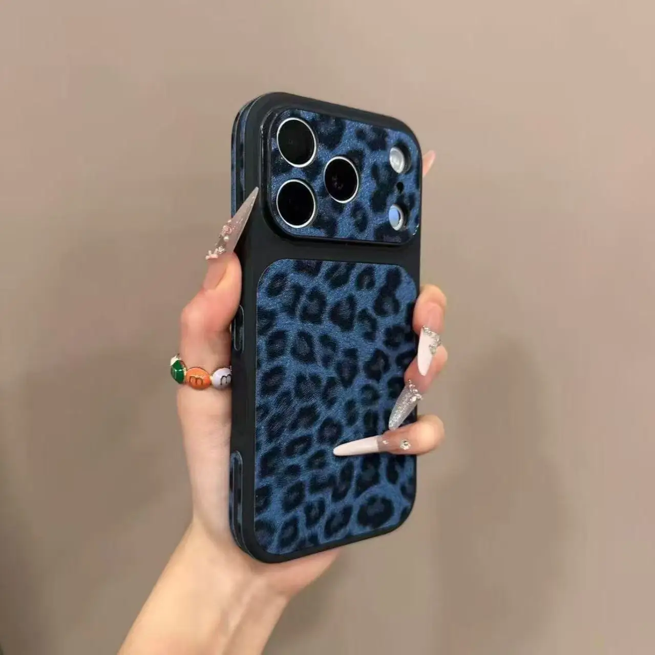 Luxury Leopard Print Shockproof Matte Phone Case with Camera Protection
