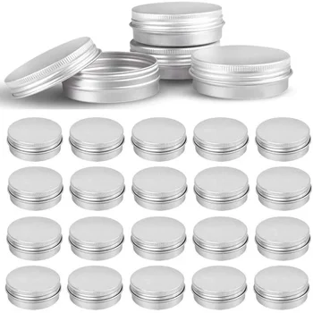 Boîtes vides en aluminium argenté, 10 pièces, 5g 10g 15g 20g 30g 50g, bougies rondes à vis, boîtes à épices avec couvercle à vis, conteneurs 1