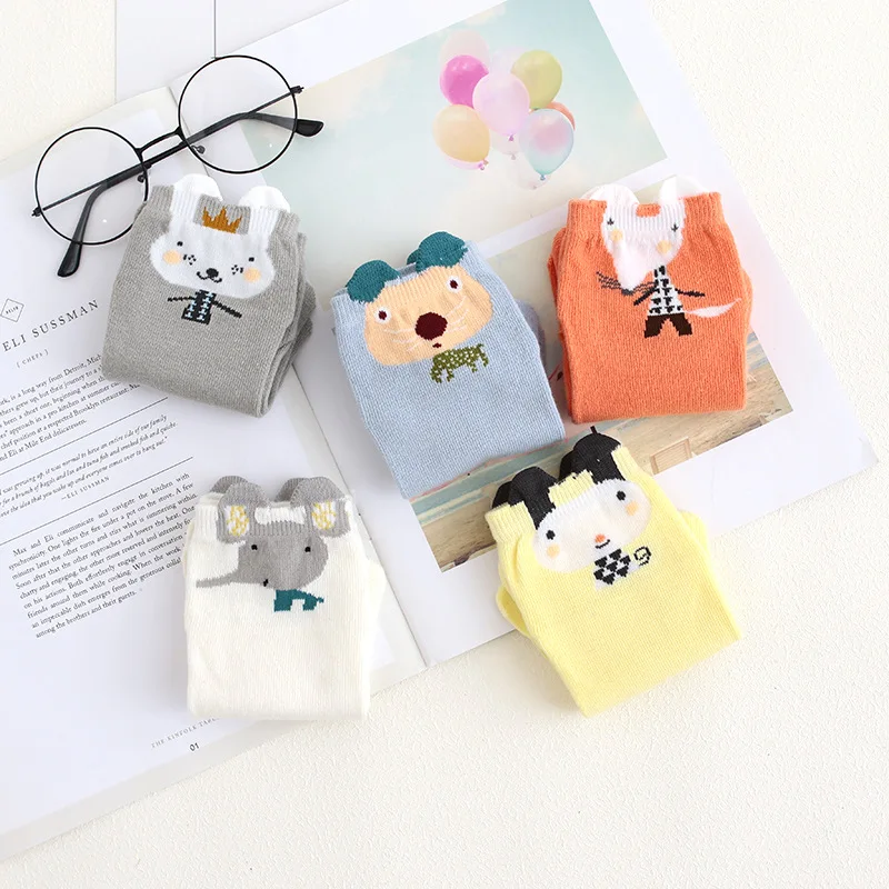 5 Pairs Children Cute Socks Soft Cotton Five Fingers Cartoon 3D Animal Sock Baby Boys Girls Spring Autumn Short Socks with Toes