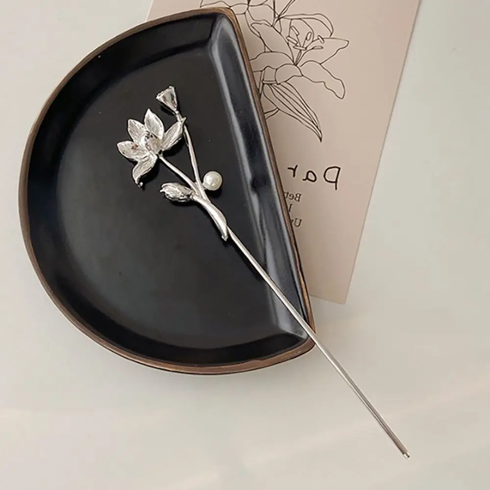 Design Tool Cheongsam Flower Ancient Headwear Chinese Style Headwear Hanfu Hair Sticks Metal Hairpin Ancient Style Hairpin