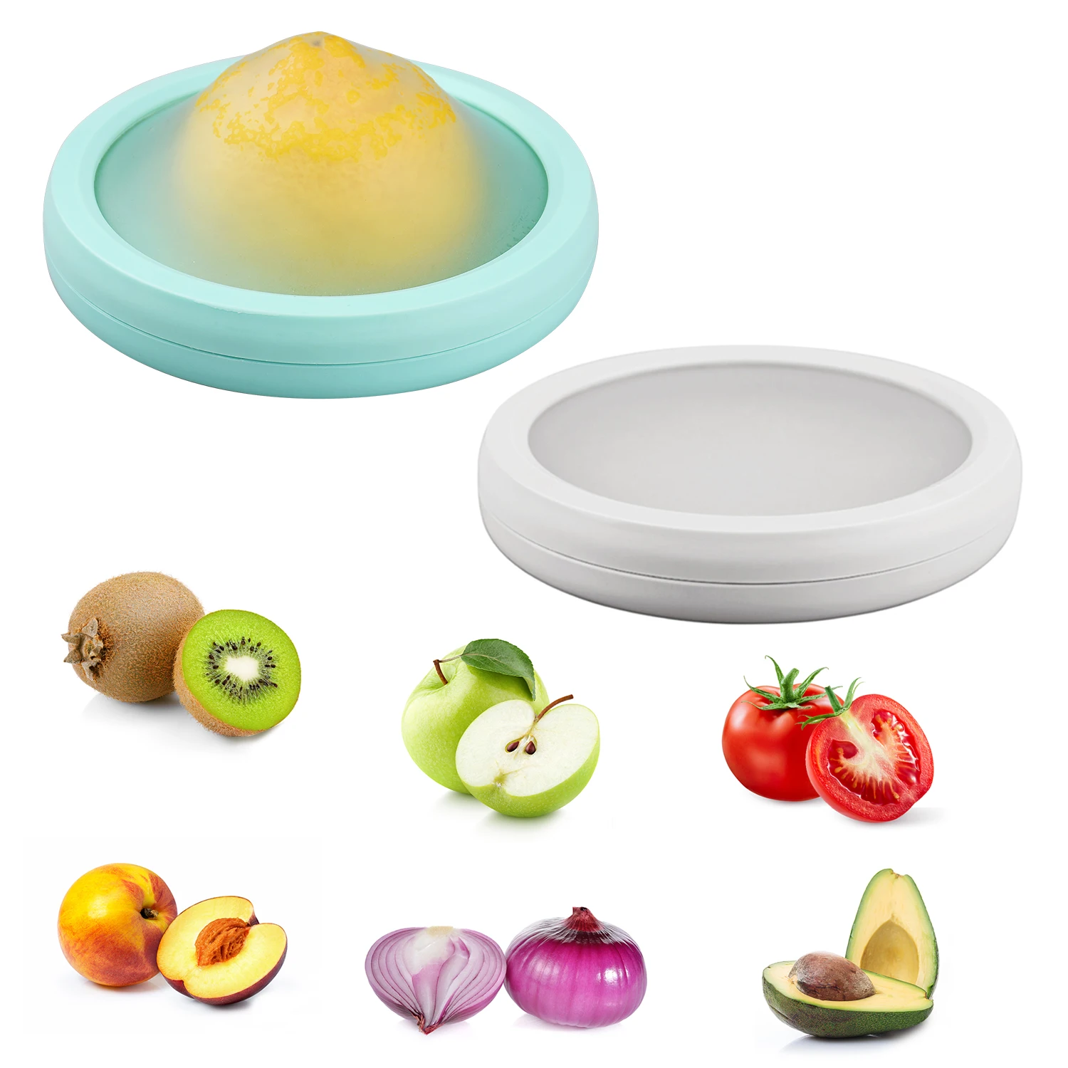 NEW Flex'n Fresh Stretch Pod- Set of 2- Silicone-Reusable food saver for Avocado Onion Lemon Tomato
