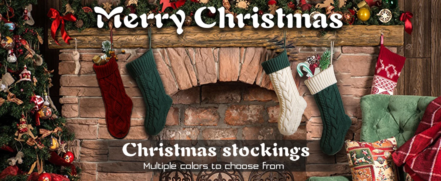 Description Picture 4 of itemNanou Christmas Stockings 18" Knitted Christmas Socks Family Holiday Decorations Great Big Stockings for Gift to Family