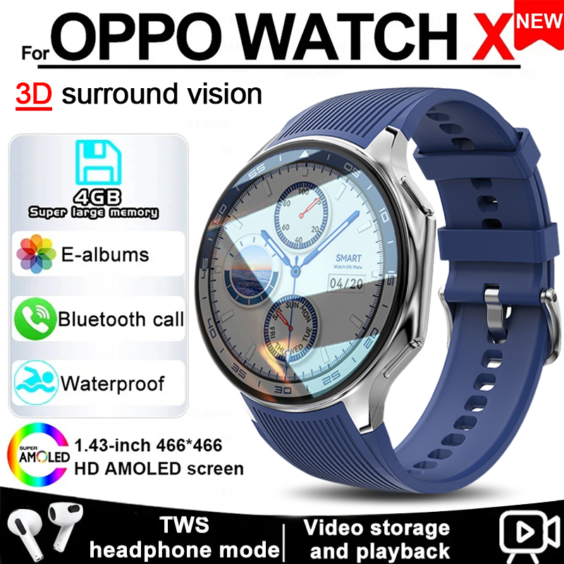 2024 New For OPPO Watch X Smart Watch 4G Memory Music Video Bluetooth Call IP68 Waterproof AMOLED Smartwatch For TWS Earphones ï»¿