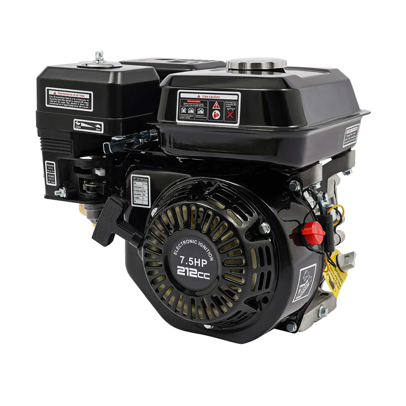 212CC 4-Takt 7,5 PS Benzinmotor | 20MM Schaft Schwarzer Einzylinder Luftgekühlter Motor – Detail 8