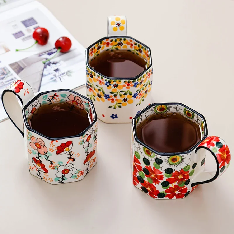 Retro Flower Ceramic Mug 2