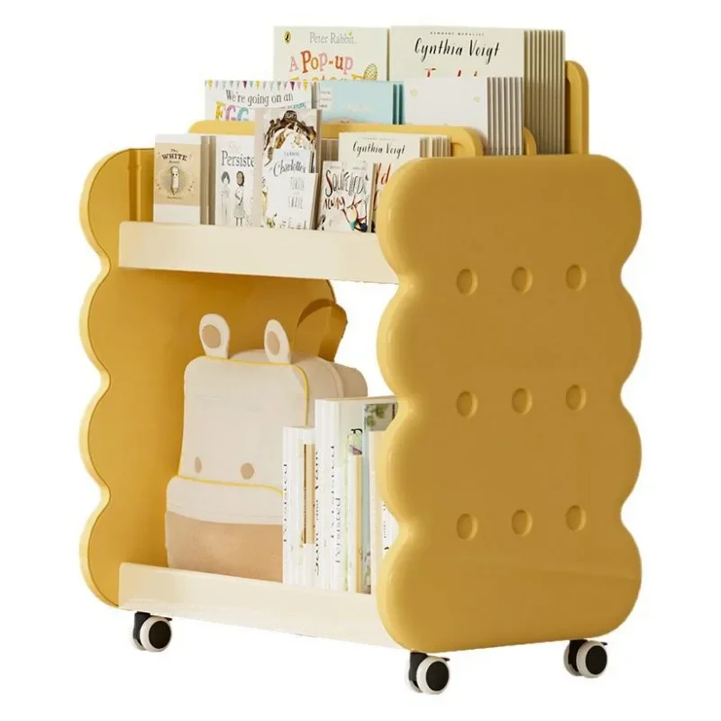 Creative Cheese Children's Bookshelf Living Room Toy Storage Cabinet Double-layer Picture Book Reading Book Storage