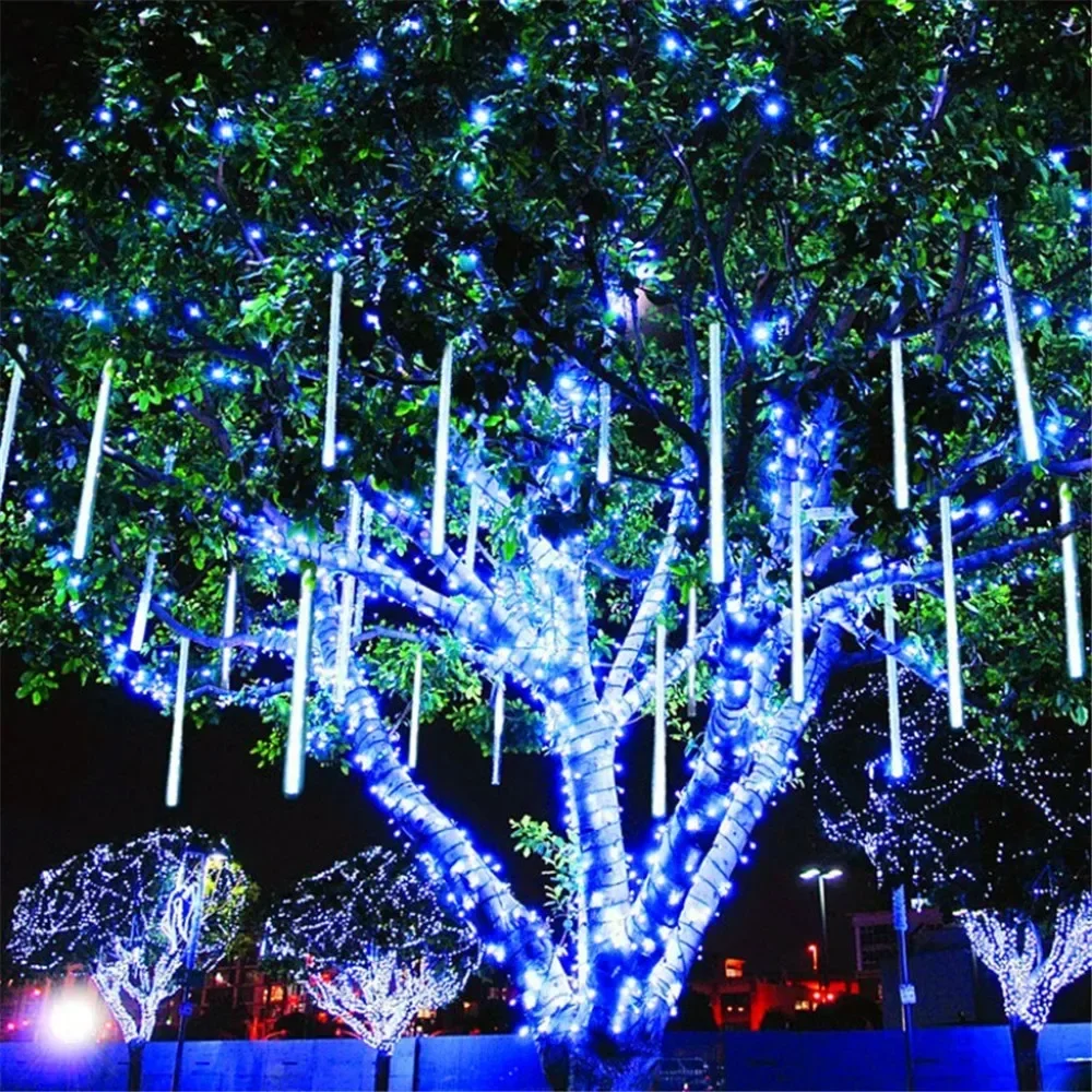 Description Picture 4 of item16/24/32 Tubes New Year Garland LED Meteor Shower Rain String Lights Party Home Decor for Street Party Christmas Tree Decoration