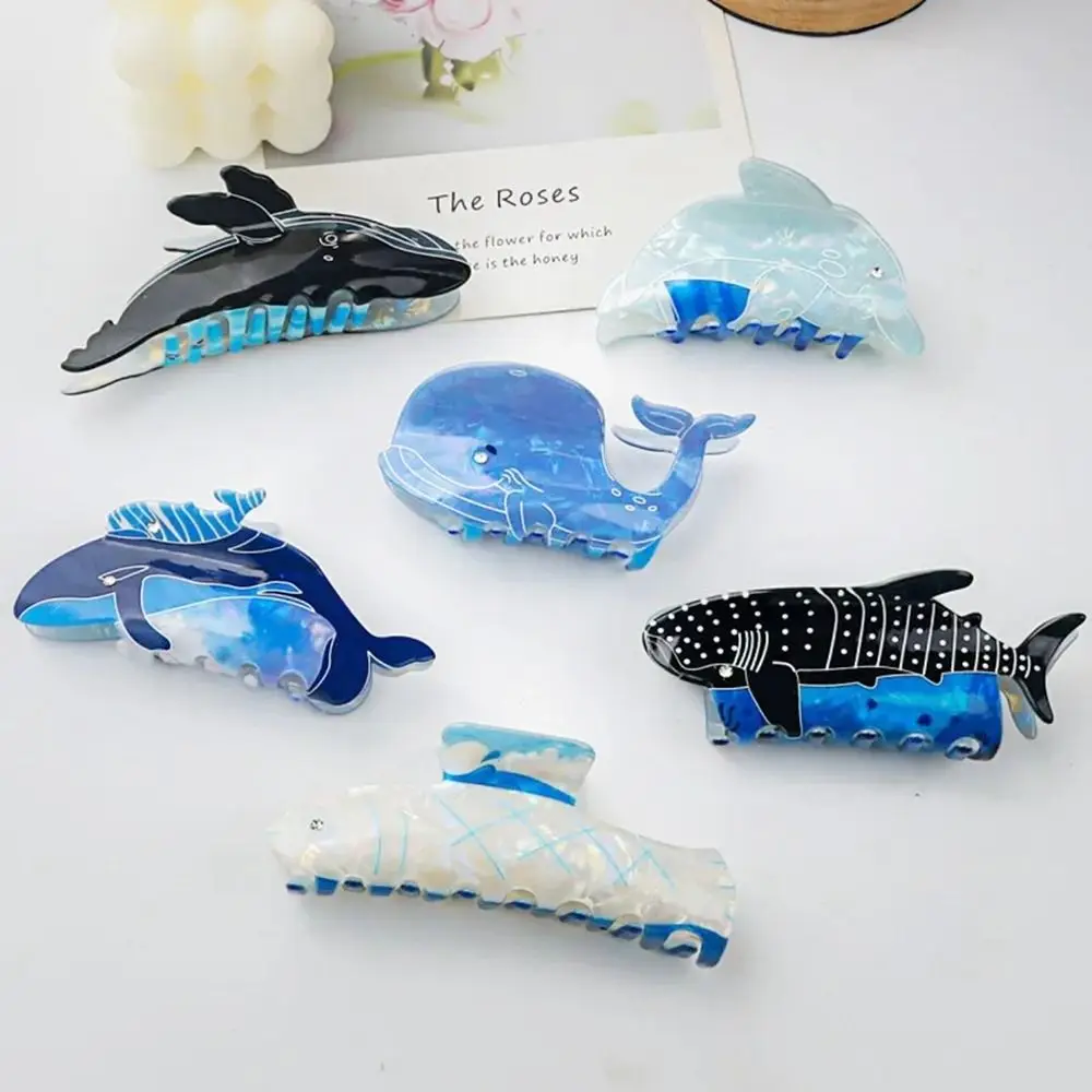 

Whale Animal Hair Claw Fashion Blue Sea Creature Fish Dolphin Hair Clip Women Headwear Grab Clip Girl