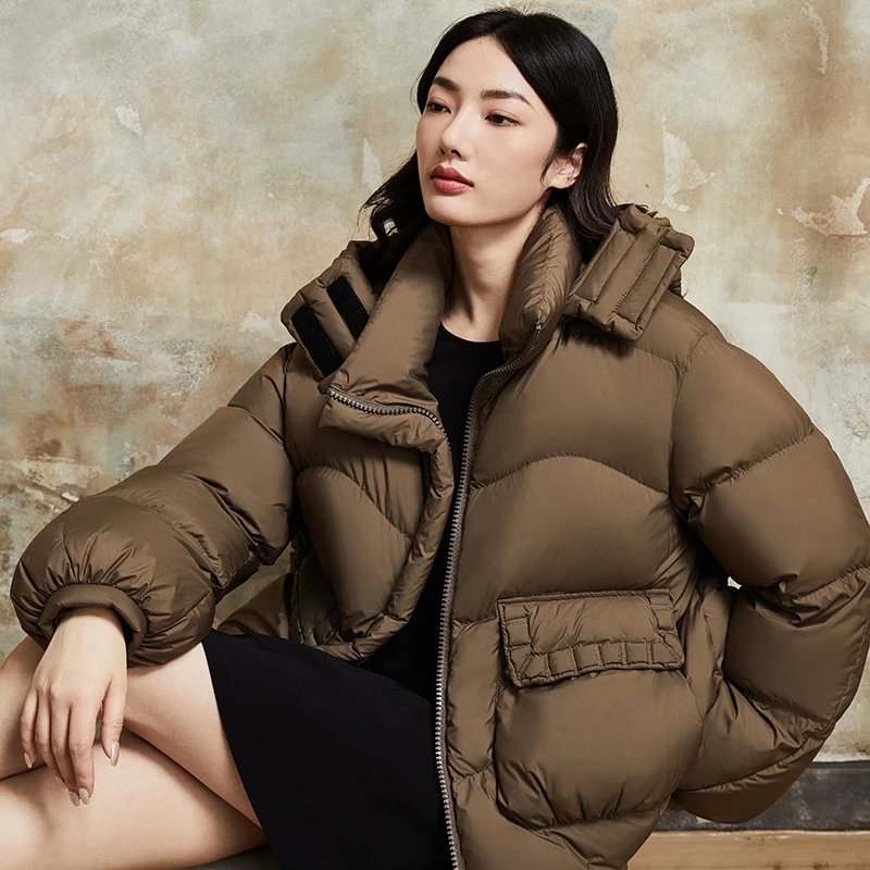 

2023 Winter New Bread Fashionable Casual Loose Hooded Thickened Warm Short Down Jacket Jacket Women