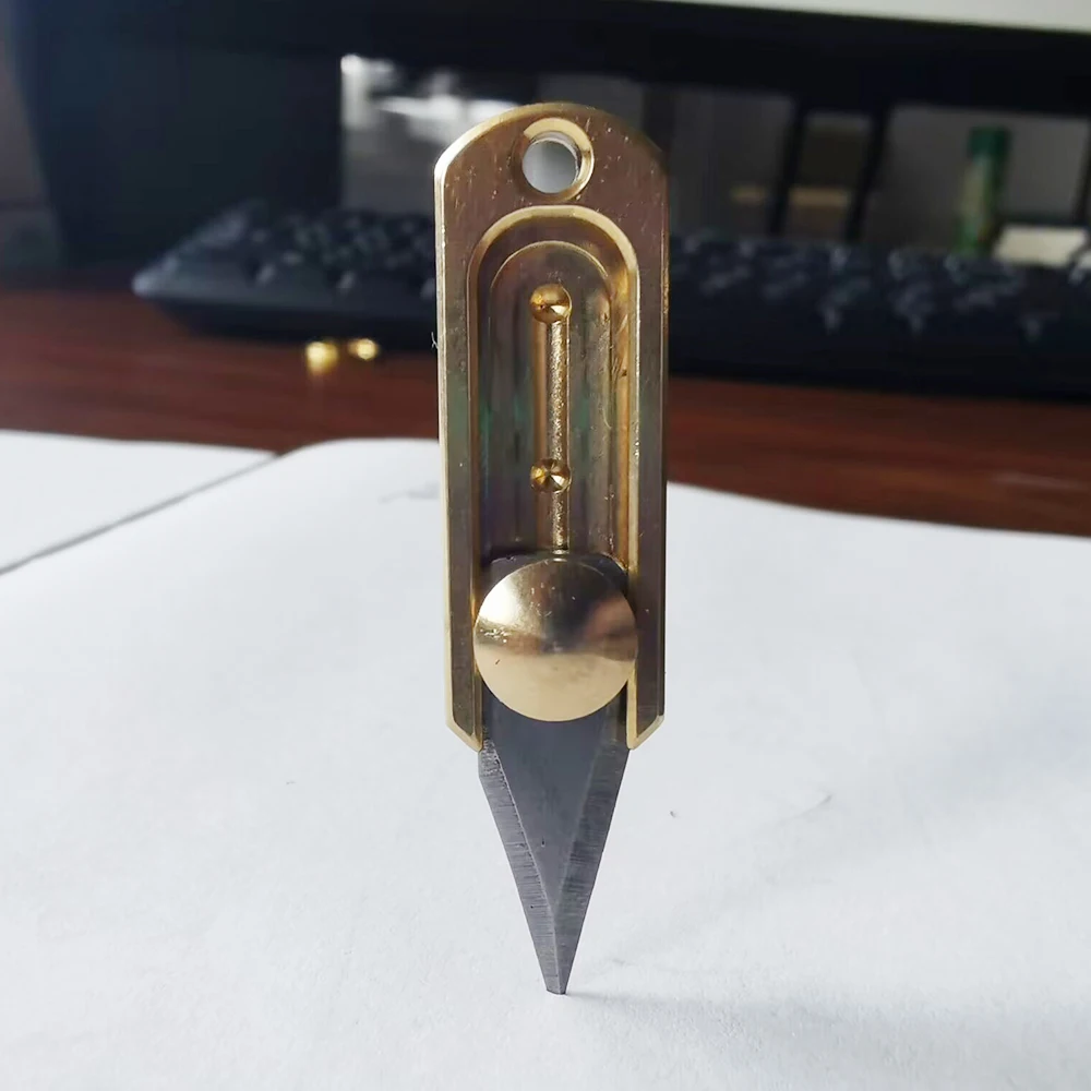 Utility Knife 1 Pcs Brass Mini Box Pocket Push-pull Keychain Pendant Demolition Express Letter Opener