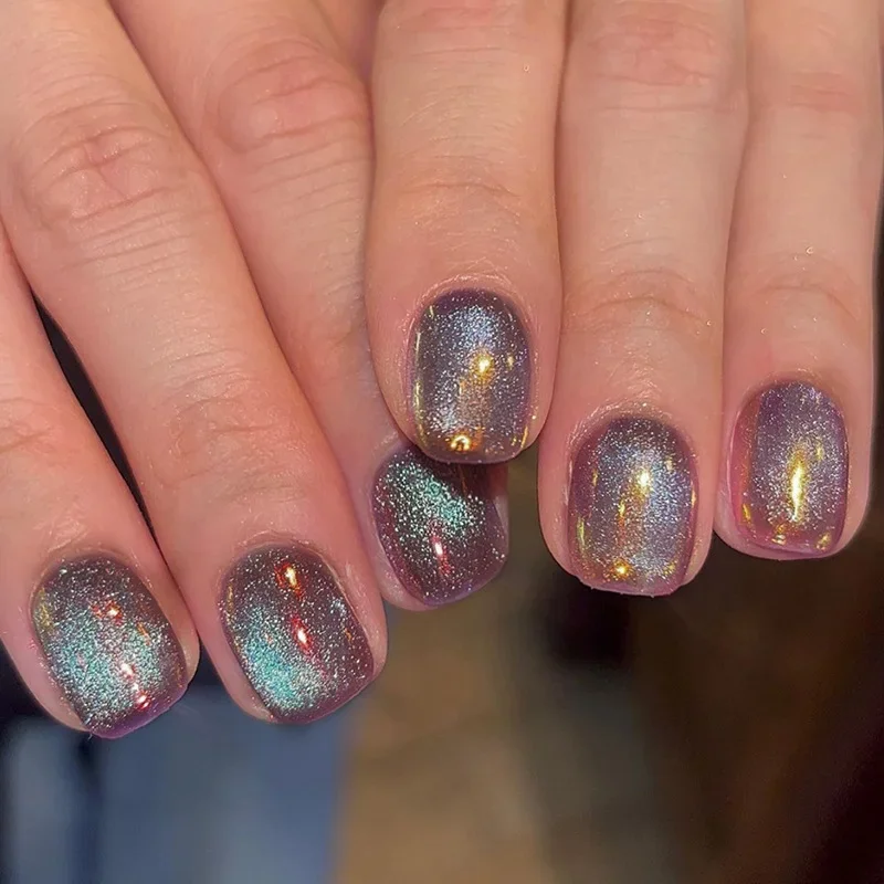 Resweky Falsche Nägel Quadratisch Mittelkurz – Rosa & Nude, Mit Pailletten & Glitzer, French Press Style