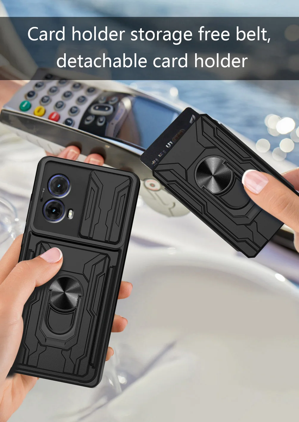 Card Holder Armor Hybrid Ring Cover with Camera Protection