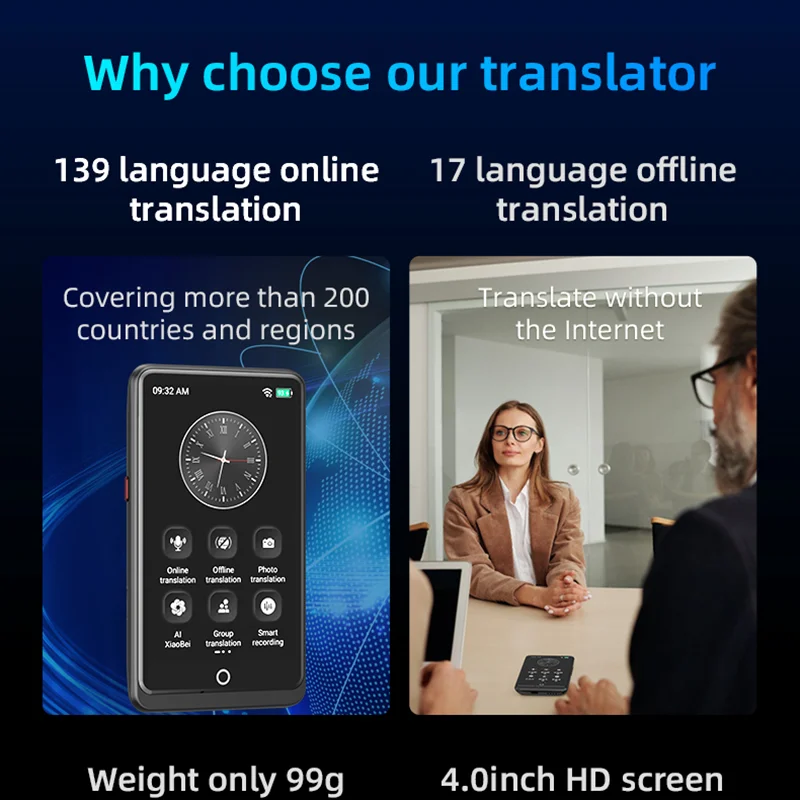 Voice Translator Smart Offline/Photo Translation Portable WiFi Hotspot Link Supports 139 Languages Realtime Voice Text Translation
