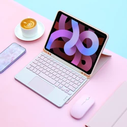 Sleek Wireless Keyboard and Mouse Set with Protective iPad Case for Pro 11 - in M4 2024 (Pink English)