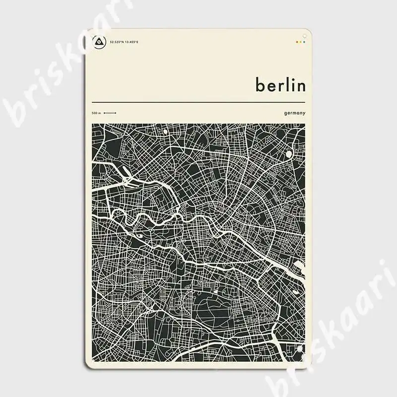 Berlino Map Metal Sign Personalizza Cinema Garage Cave Pub Garage Decorazione Tin Sign Poster