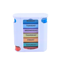 Weekly Pill Organizer with 4 Daily Compartments - Portable Medicine Box (Multicolor)