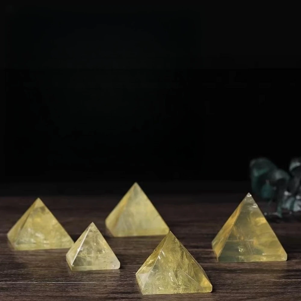 

Natural Citrine Pyramid Ornament Crystal Crafts for Gifts Egyptian Tower Home Decoration Make a Wish