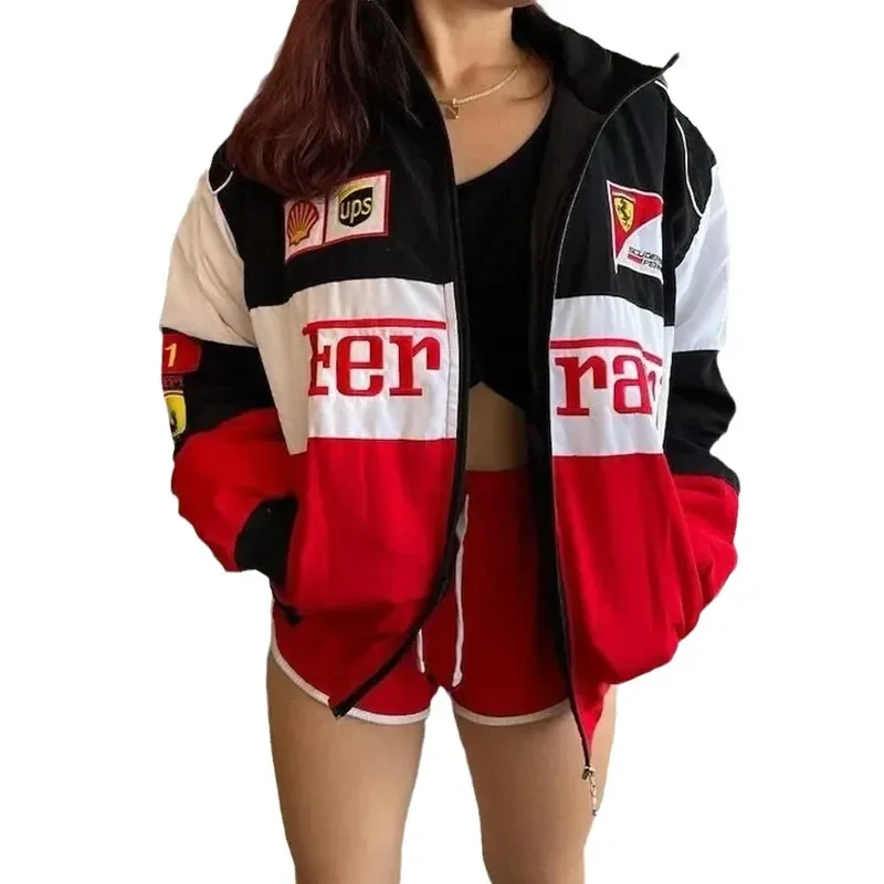Motorcycle Jacket Motorcycle Clothing Autumn/Winter Printed Embroidered Cotton Jacket For Men And Women Loose Warm
