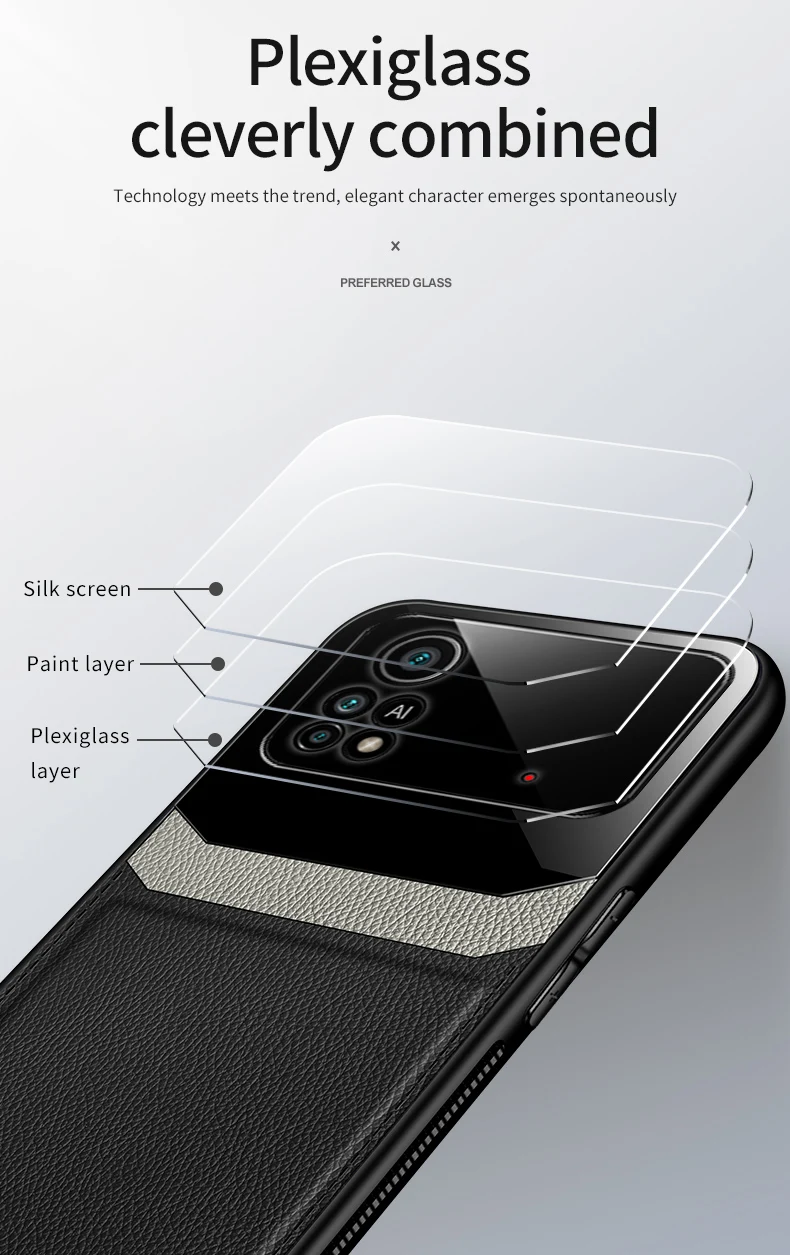 KEYSION Moda Custodia Antiurto per POCO X4 Pro 5G PU Pelle Specchio Vetro Molle Del Silicone Del Telefono Della Copertura Posteriore per Xiaomi POC_voghion.com