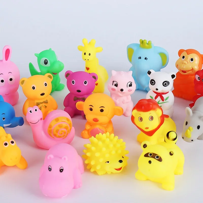 10Pcs/Set Bathing Toy For Baby Bath Toys Bathroom Animals Playing Swimming Water Toys For Children Soft Float Sound Squeaky 6