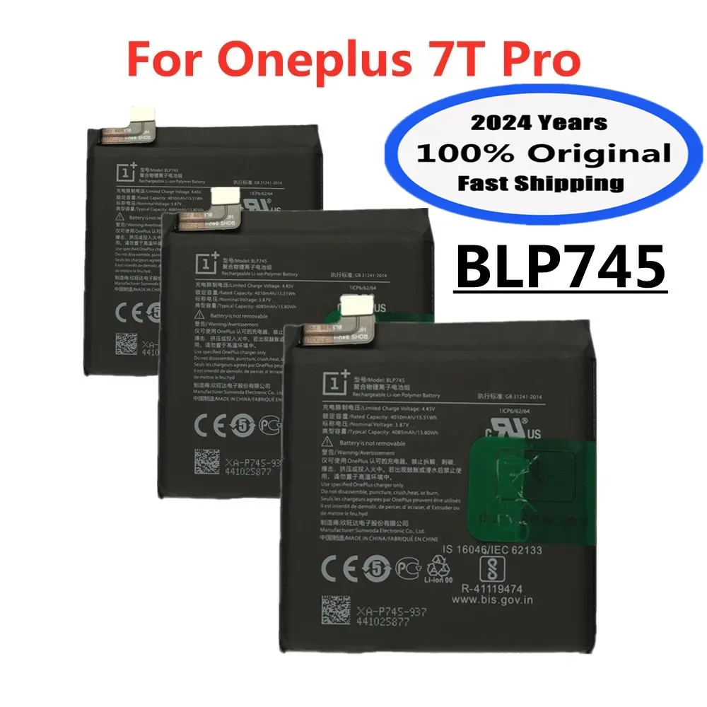 

2024 Years New BLP745 1+ Original Battery For Oneplus 7T Pro One plus 7T Pro 7TPro 4000mAh Phone Battery High Capacity Batteries