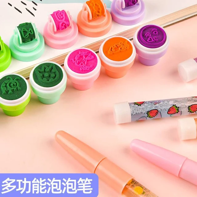 Bubble Pen Multifunctional 3D Magic Pen 5-In-1 Light Roller Cute Stamp  Cartoon Fruit Ball Pen - AliExpress