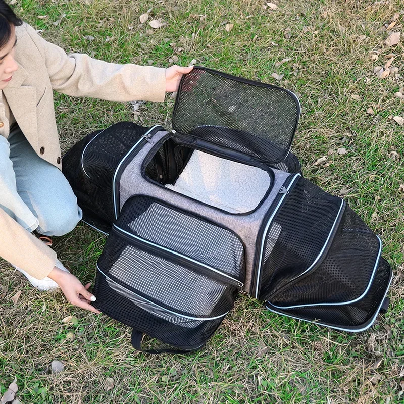 Mochila portátil para gatos, bolsa de viaje plegable y extensible para mascotas, transportador transpirable aprobado por aerolínea para mascotas, accesorios para perros y mascotas 1