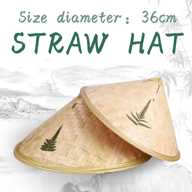 Kínai Stílusú Retro Gyermekek Bambusz Rattan Kalap Kézzel Készített Szövés Szalma Vödör Turisztikai Tánc Kellékek Kúpos Halászat Napsütés