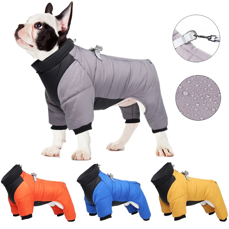 Pet Clothes Winter Waterproof Warm Thicken Dog Jacket with D Ring Puppy Coats for Small Medium Dogs Jumpsuit Chihuahua Overalls
