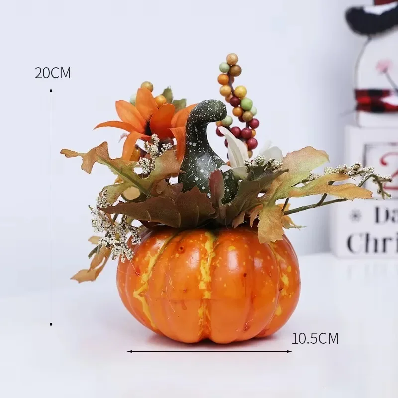 Autumn Harvest Artificial Pumpkin Sunflower Ornament Realistic Flower Simulation Decoration Party Fall Home Window Decor Props