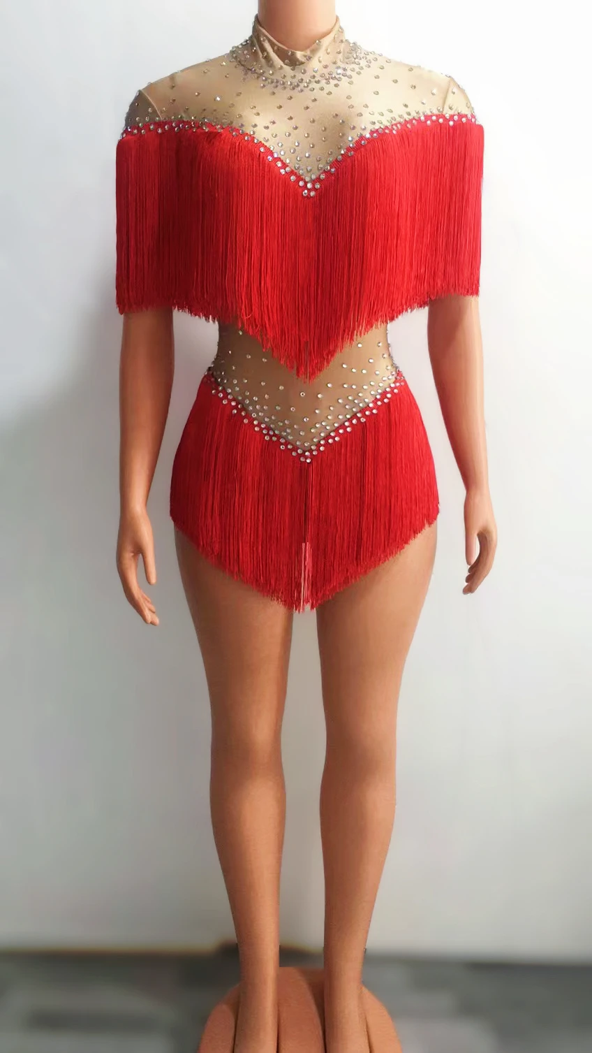 

Sexy Tassels 7 Colors Fringes Latin Dance Leotard Outfit Birthday Celebrate Costume Performance Bodysuit Costume