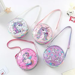 New Glite Rainbow Glitter Powder Waist Bag Sequined Unicorn Messenger Bag Children's Girl Student Cartoon Shoulder Bag