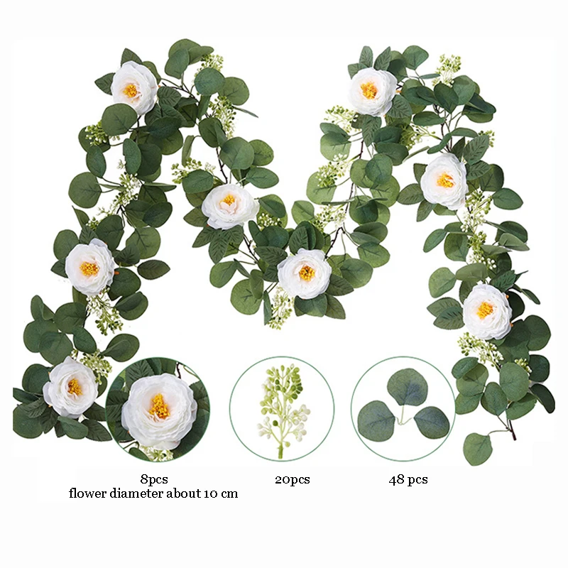 

Fleur Artificielle Silk Artificial Peony Garland Wedding Arch Wall Party Table Decoration Fake Eucalyptus Vine With Flower