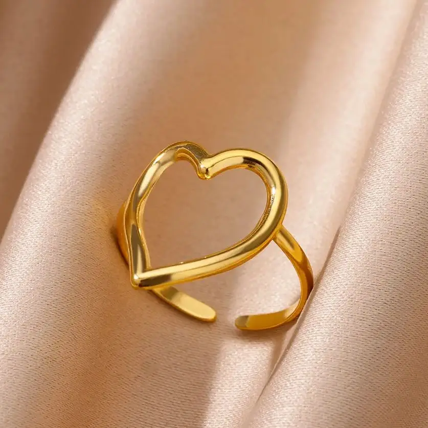 Heart Ring For Women Gold Stainless Steel