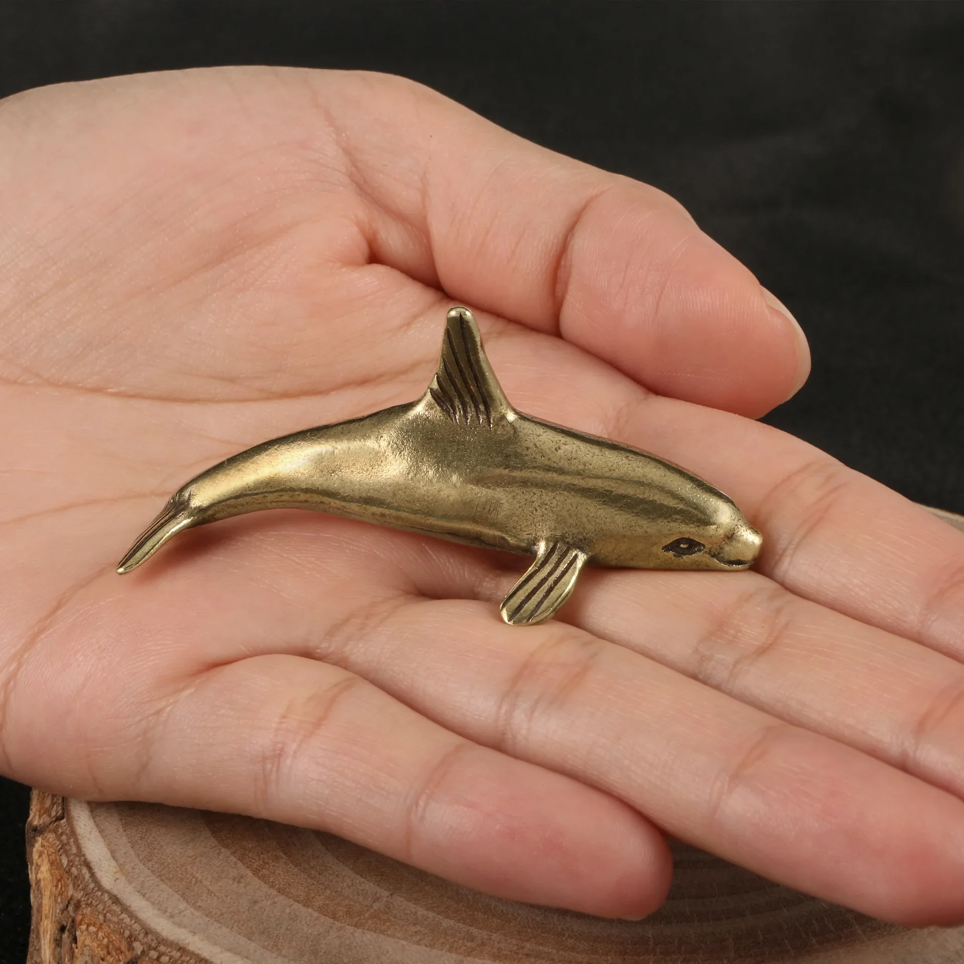 Lächelnde Delphin Messing Figuren Meeres lebewesen Tisch Haustier Dekoration Handwerk niedlichen Tier dekorative Kunst handwerk Weihnachts geschenke