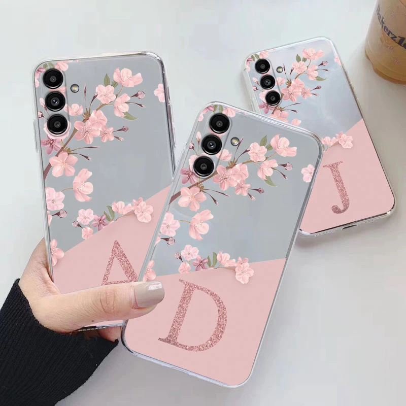 Per Samsung A34 5G Custodia Soft Slim Luxury A-Z Lettere Cover Posteriore Antiurto Fundas Clear Bags Paraurti Per Samsung Galaxy A 34 5G