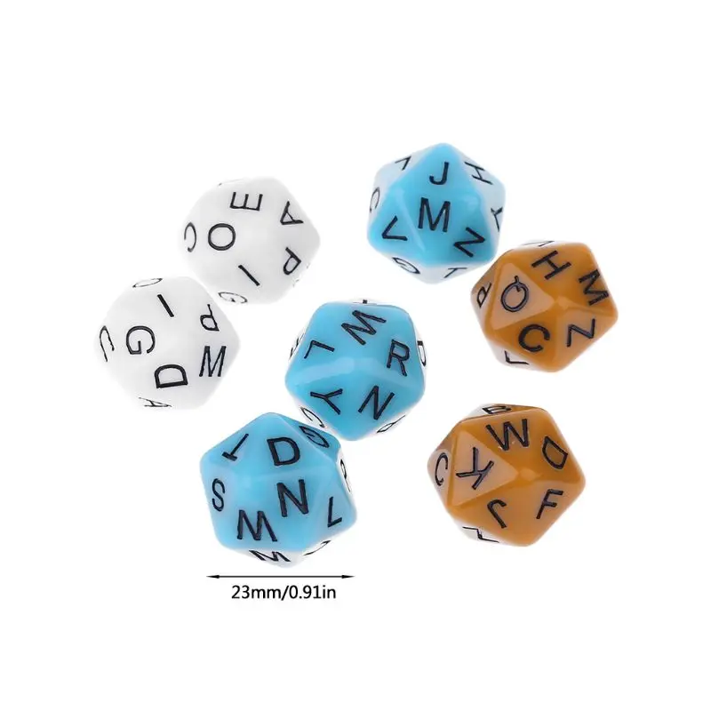 YD61 7pcs/set 20-Sided D20 English Alphabet Letters Dials Board Game Accessories For