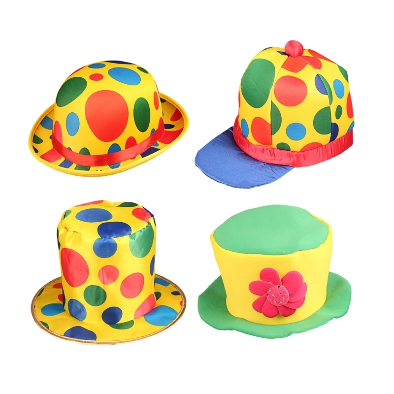 

4 Styles Adults Funny Rainbow Clown Hats Christmas Halloween Cosplay Prop Magician Top Cap Festival Party Headgear for Men Women