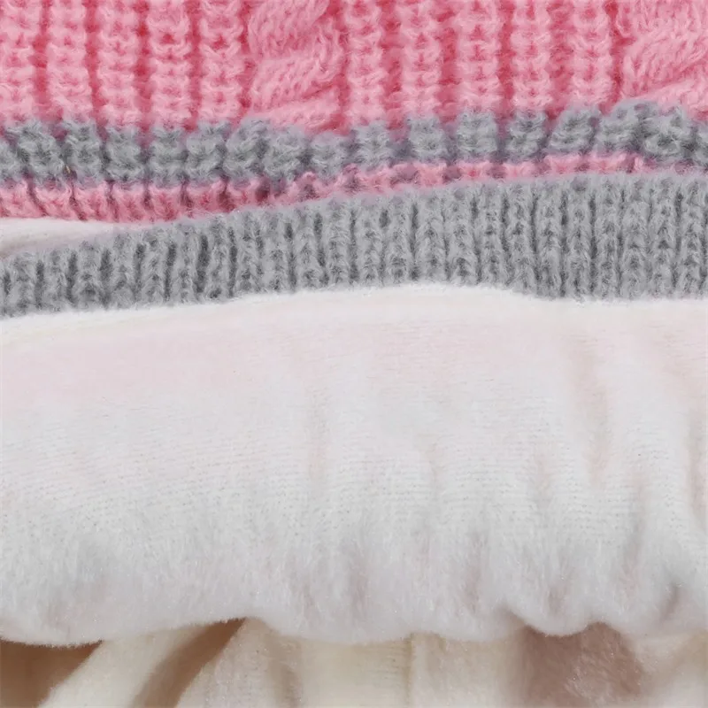 New Children Knitted Hat Scarf Two-piece Hooded Autumn And Winter Cute Bear Ear Hats Keep Warm Fluff Thicken Neck Scarf