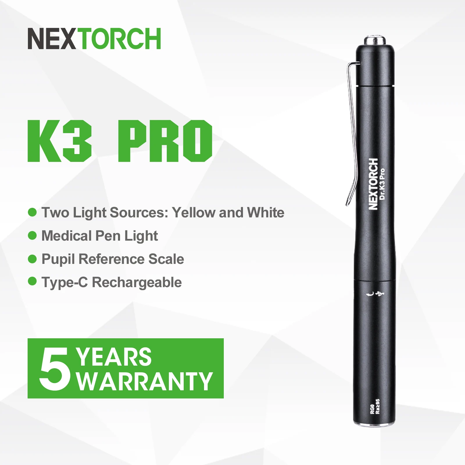 NEXTORCH Professtional Medical LED Penlight Flashlight with a Clip Small  Torch for Nursing Students Doctors AAA Battery K3S