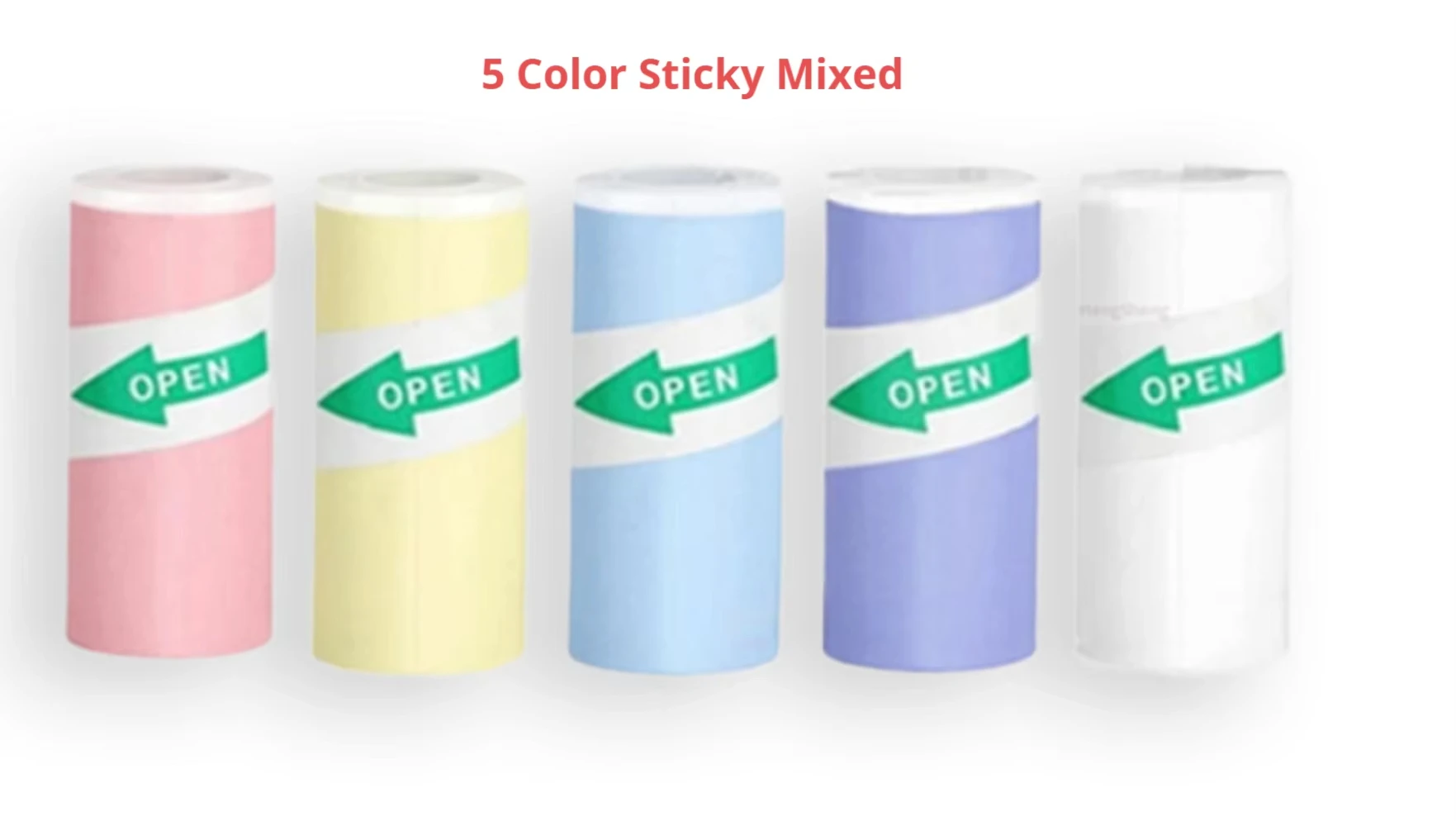 어린이용 5색 감열지 57x25mm - BPA 프리, 카메라/프린터 및 DIY 라벨 등에 사용 가능한 자가 접착식