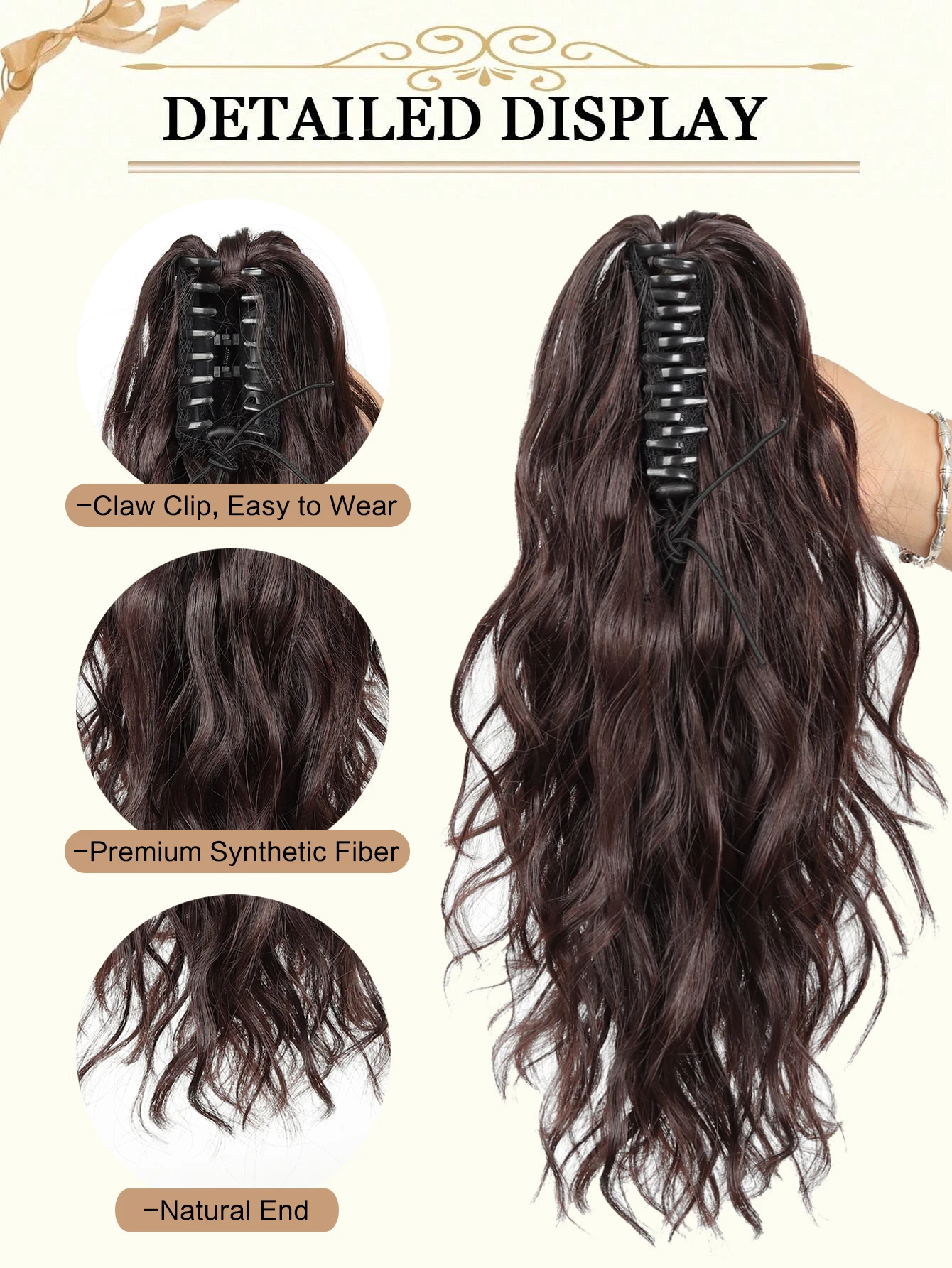 Synthetic Curly Brown Blonde Ponytail Hair Extension