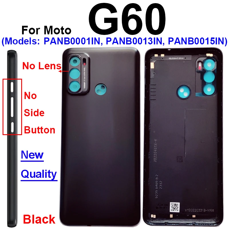 Motorola Moto G10 G20 G30 G50 G60 G50 5G 배터리 후면 케이스 하우징 커버 용 배터리 도어 하우징 유리 커버