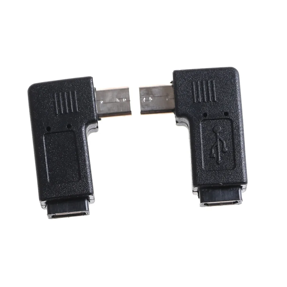 2PCS 90 Degree Micro Left &Right Angle USB Male to Female Plug Adapters Charger
